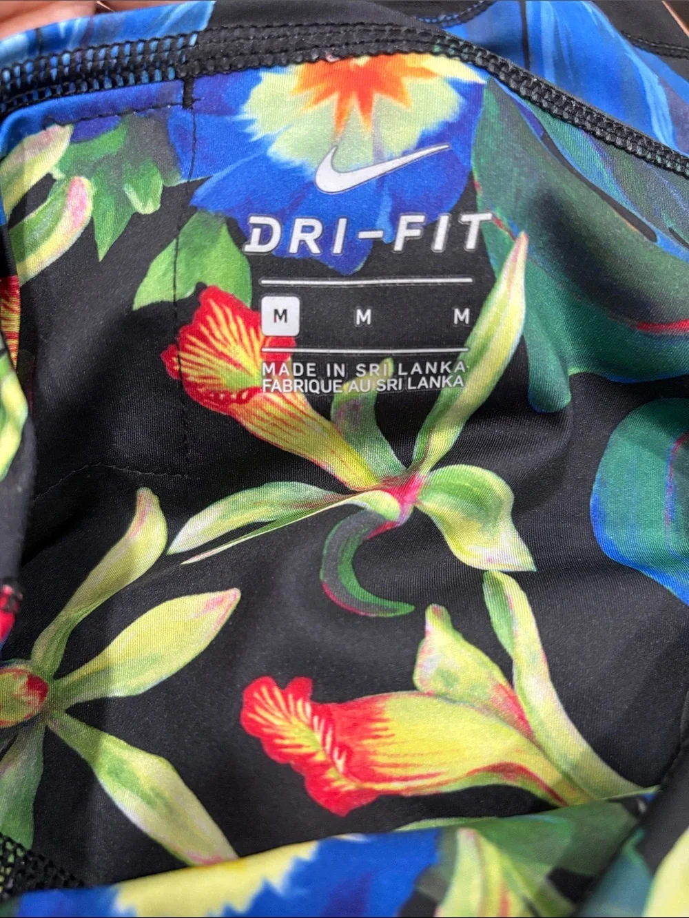 Nike power high rise 7/8 tropical print mesh leggings size M